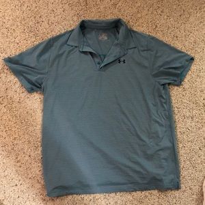 Under Armour Grey and Blue Stripe HeatGear Polo